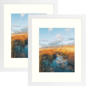 image:imageGolden State Art 11x14 Black Picture Frame with Mat to Display 8x10 Photos Real Glass 8 PackWhite