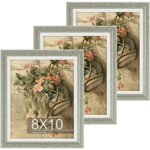 image:imageGolden State Art 3 Pack 8x10 Dark Gray Picture Frame Wall Mount  Farmhouse Rustic Photo Frame with HD Plastic Cover for Wall HangingDark Gray
