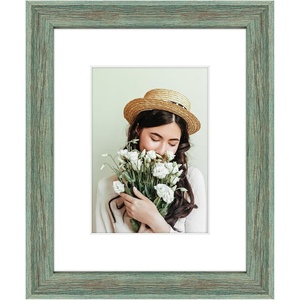 image:imageGolden State Art 8x10 Green Picture Frame White Mat for 5x7 Plexiglass  Fits 5x7 Photo Art Poster or Print Display White Mat AcrylicGreen