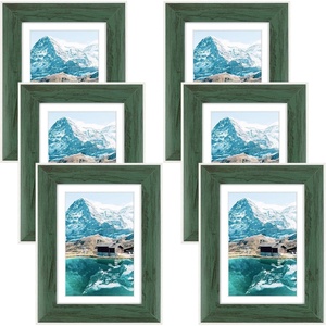 image:imageGolden State Art 9x12 Picture Frame Blue Set of 3  with Mat for 6x8 Picture Shatter Resistant Plexiglass  Engineered Wood Wall Photo FramesGreen