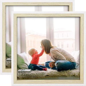 image:imageGolden State Art Set of 12 Two Color Molding Picture Frame Integrated with Easel and Sawtooth Hangers Great for Baby Pictures Weddings Portraits White and Beige 8x8Natural  White