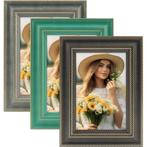 image:imageSet of 35x7 Vintage Black Frames Ornate Gold Trim Photo Frame  Versatile for Wall Hanging or Tabletop Use Perfect for Photos and Home DecorationMulticolour