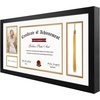 image:image11x175 Diploma Tassel Shadow Box Frame for 85x11 Certificate  Ivory Over Gold Mat For 85x11 DiplomaTassel Holder Real Glass Sawtooth Hangers Swivel Tabs11x22 1 Pack