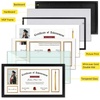 image:image11x22 Black Diploma Tassel Shadow Box Frame for 85x11 Certificate  For 85x11 Diploma Frame 4x6 Photo Double Mat White Over Gold Tassel Holder Real Glass11x22 2 Pack
