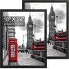 image:image2 Pack 11x14 Picture Frames in Brown Real Glas Wall Mount Display  Wide Molding 11 by 14 Photo Frame with Back Hangers Country Wood Grain Style Great for Photos Gift Pictures WeddingBlack