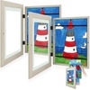 image:image2 Pack 9x12 FrontOpening Kids Artwork Frames Changeable Walnut  Magnetic Door Holds 50 Art Pieces Picture Frame Great for Kids Drawings Children Art Projects Crafts Schoolwork or HomeGrey