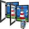 image:image2 Pack 9x12 FrontOpening Kids Artwork Frames Changeable Walnut  Magnetic Door Holds 50 Art Pieces Picture Frame Great for Kids Drawings Children Art Projects Crafts Schoolwork or HomeBlack