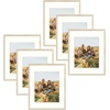 image:imageGolden State Art 12x12 Picture Frame  Ivory Mat for 8x8 Photos  White Wood Grain Style  Wall Display  Great for Weddings Photos Anniversary Photos Memories PaintingBeige
