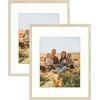 image:imageGolden State Art 12x12 Picture Frame  Ivory Mat for 8x8 Photos  White Wood Grain Style  Wall Display  Great for Weddings Photos Anniversary Photos Memories PaintingBeige