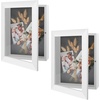 image:imageGolden State Art 8x8 Black Shadow Box Frame 2inch Depth  6 Pins Included Letter Stickers 3D Picture Frame Great for Collages Collections MementosBaby Items WeddingWhite