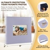 image:imagePhoto Album Hold 200 4x6 Photos with Front Window for DIY Crystal Green  Memo Writing SpaceSuede Faux Leather Picture Albums Picture Book 200 Pockets Fits 4x6 Photo Travel Wedding MemoriesPurple