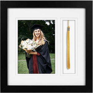 image:image10x10 Graduation Frame with Tassel Holder amp White Over White Mat  Black Diploma Frame with Real Glass Double Mat Fits 5x7 Photo amp Tassel Holder for Wall Display Signature CollectionWhiteWhite Mat