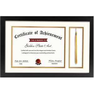image:image11x175 Diploma Tassel Shadow Box Frame for 85x11 Certificate  Ivory Over Gold Mat For 85x11 DiplomaTassel Holder Real Glass Sawtooth Hangers Swivel Tabs11x175 1 Pack