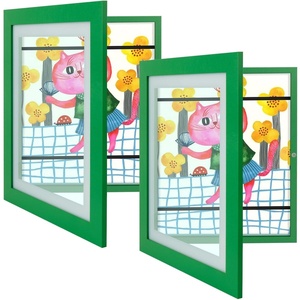 image:image2 Pack 9x12 FrontOpening Kids Artwork Frames Changeable Walnut  Magnetic Door Holds 50 Art Pieces Picture Frame Great for Kids Drawings Children Art Projects Crafts Schoolwork or HomeGreen