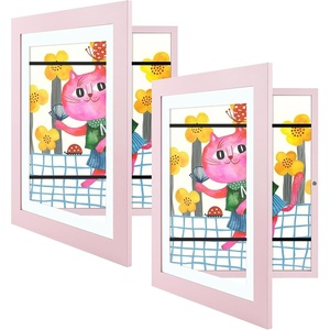 image:image2 Pack 9x12 FrontOpening Kids Artwork Frames Changeable Walnut  Magnetic Door Holds 50 Art Pieces Picture Frame Great for Kids Drawings Children Art Projects Crafts Schoolwork or HomeLight Pink