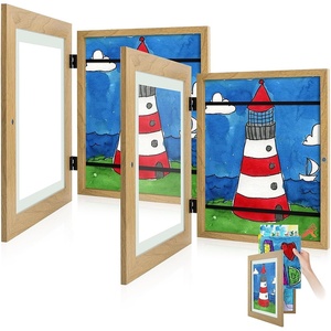 image:image2 Pack 9x12 FrontOpening Kids Artwork Frames Changeable Walnut  Magnetic Door Holds 50 Art Pieces Picture Frame Great for Kids Drawings Children Art Projects Crafts Schoolwork or HomeBrown