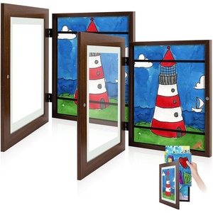 image:image2 Pack 9x12 FrontOpening Kids Artwork Frames Changeable Walnut  Magnetic Door Holds 50 Art Pieces Picture Frame Great for Kids Drawings Children Art Projects Crafts Schoolwork or HomeWalnut