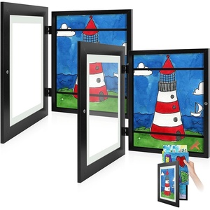 image:image2 Pack 9x12 FrontOpening Kids Artwork Frames Changeable Walnut  Magnetic Door Holds 50 Art Pieces Picture Frame Great for Kids Drawings Children Art Projects Crafts Schoolwork or HomeBlack
