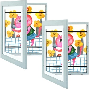 image:image2 Pack 9x12 FrontOpening Kids Artwork Frames Changeable Walnut  Magnetic Door Holds 50 Art Pieces Picture Frame Great for Kids Drawings Children Art Projects Crafts Schoolwork or HomeTeal Blue