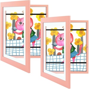 image:image2 Pack 9x12 FrontOpening Kids Artwork Frames Changeable Walnut  Magnetic Door Holds 50 Art Pieces Picture Frame Great for Kids Drawings Children Art Projects Crafts Schoolwork or HomePink
