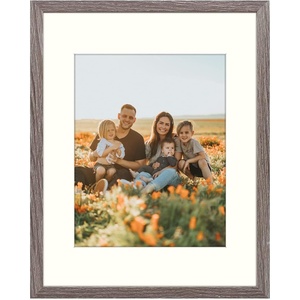image:imageGolden State Art 12x12 Picture Frame  Ivory Mat for 8x8 Photos  White Wood Grain Style  Wall Display  Great for Weddings Photos Anniversary Photos Memories PaintingGray