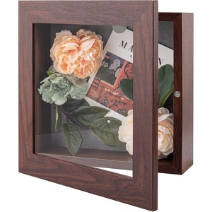 image:imageGolden State Art 8x8 Black Shadow Box Frame 2inch Depth  6 Pins Included Letter Stickers 3D Picture Frame Great for Collages Collections MementosBaby Items WeddingBrown