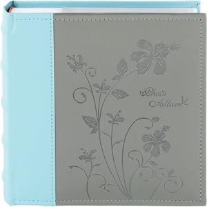 image:imagePhoto Album Hold 200 4x6 Photos with Memo Writing Space BeigeampLight Grey  Faux Leather Picture Book Fits 4x6 Photo 200 Pockets Great for Wedding Family HolidaysGrey  Light Blue