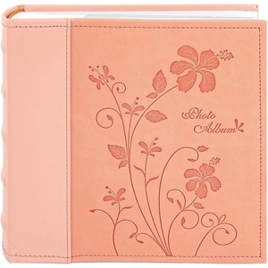 image:imagePhoto Album Hold 200 4x6 Photos with Memo Writing Space BeigeampLight Grey  Faux Leather Picture Book Fits 4x6 Photo 200 Pockets Great for Wedding Family HolidaysPink