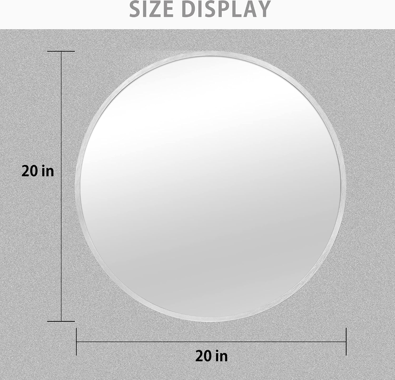 image:imageGolden State Art 20 Silver Round Mirror Circle Wall Mirror for Bathroom Living Room Bedroom Decor Vanity and More Decorative Aluminum Circular Mirrors