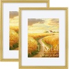 image:imageGolden State Art 11x14 Gold Rope Trim Picture Frame Real Glass  Fits 8x10 Photo With Mat Fits 11x14 Photo Without Mat White Mat Horizontal or Vertical Display Gold 1 Pack2 Pack