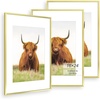 image:imageGolden State Art 11x14 Picture Frame for 8x10 Pictures PlasticPlexiglass  Fits 8x10 with MatFits 11x14 without Mat Horizontal or Vertical Display Wall Mount Display Thin Border Gold 3 PackGold