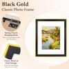 image:imageGolden State Art 14x18 Gold Picture Frame Mat For 11x14 Solid WoodGlass  Fits 11x14 with Mat or 14x18 Without Mat Horizontal or Vertical Wall Mount PhotoBlack Gold1 Pack1 Pack
