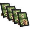 image:imageGolden State Art 4x6 Double Picture Frame Displays Two 4x6 Photos Brown  Solid Wood  Real Glass For Tabletop Or Wall Mounting Brown 1 PackBlack