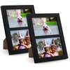 image:imageGolden State Art 4x6 Double Picture Frame Displays Two 4x6 Photos Brown  Solid Wood  Real Glass For Tabletop Or Wall Mounting Brown 1 PackBlack