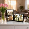 image:imageGolden State Art 4x6 Double Picture Frame Displays Two 4x6 Photos Brown  Solid Wood  Real Glass For Tabletop Or Wall Mounting Brown 1 PackBlack