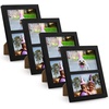 image:imageGolden State Art 4x6 Double Picture Frame Displays Two 4x6 Photos Brown  Solid Wood  Real Glass For Tabletop Or Wall Mounting Brown 1 PackBlack