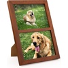 image:imageGolden State Art 4x6 Double Picture Frame Displays Two 4x6 Photos Brown  Solid Wood  Real Glass For Tabletop Or Wall Mounting Brown 1 PackBrown