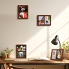 image:imageGolden State Art 4x6 Double Picture Frame Displays Two 4x6 Photos Brown  Solid Wood  Real Glass For Tabletop Or Wall Mounting Brown 1 PackBrown