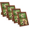 image:imageGolden State Art 4x6 Double Picture Frame Displays Two 4x6 Photos Brown  Solid Wood  Real Glass For Tabletop Or Wall Mounting Brown 1 PackBrown