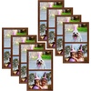 image:imageGolden State Art 4x6 Double Picture Frame Displays Two 4x6 Photos Brown  Solid Wood  Real Glass For Tabletop Or Wall Mounting Brown 1 PackBrown