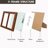 image:imageGolden State Art 4x6 Double Picture Frame Displays Two 4x6 Photos Brown  Solid Wood  Real Glass For Tabletop Or Wall Mounting Brown 1 PackBrown