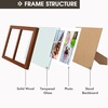 image:imageGolden State Art 4x6 Double Picture Frame Displays Two 4x6 Photos Brown  Solid Wood  Real Glass For Tabletop Or Wall Mounting Brown 1 PackBrown