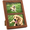 image:imageGolden State Art 4x6 Double Picture Frame Displays Two 4x6 Photos Brown  Solid Wood  Real Glass For Tabletop Or Wall Mounting Brown 1 PackBrown