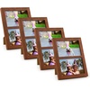 image:imageGolden State Art 4x6 Double Picture Frame Displays Two 4x6 Photos Brown  Solid Wood  Real Glass For Tabletop Or Wall Mounting Brown 1 PackBrown