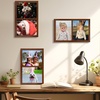 image:imageGolden State Art 4x6 Double Picture Frame Displays Two 4x6 Photos Brown  Solid Wood  Real Glass For Tabletop Or Wall Mounting Brown 1 PackBrown