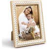 image:imageGolden State Art 5x7 Rustic Beaded Picture Frame Boho Solid WoodGlass  Fits 5x7 Photos Farmhouse Design Tabletop DisplayWall MountHorizontal or Vertical Display Rustic White1 Pack1 Pack
