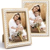 image:imageGolden State Art 5x7 Rustic Beaded Picture Frame Boho Solid WoodGlass  Fits 5x7 Photos Farmhouse Design Tabletop DisplayWall MountHorizontal or Vertical Display Rustic White1 Pack2 Pack