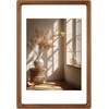image:imageGolden State Art 8x10 Picture Frame Rounded Corner Brown Wood with Glass  8x10 Matted 5x7 with White Mat Horizontal amp Vertical for Wall and Tabletop Fit Family Photo Home Decor Holiday Party GiftBrown