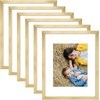 image:imageGolden State Art 8x10 Picture Frame Set of 3  Gold  Matted to 5x7 Photo with Plexiglass  Decorative Gallery Frame Set for Wall or Tabletop DisplayGold