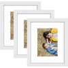 image:imageGolden State Art 8x10 Picture Frame Set of 3  Gold  Matted to 5x7 Photo with Plexiglass  Decorative Gallery Frame Set for Wall or Tabletop DisplayWhite